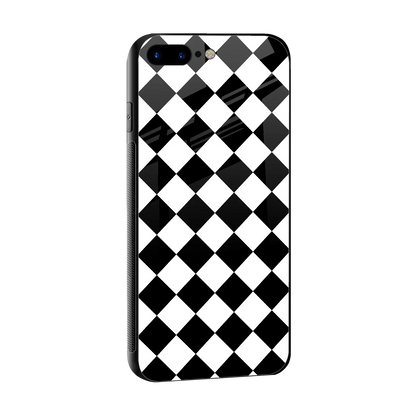 Diamond Check sleek iphone 8 plus cover with tempered glass back and TPU edges