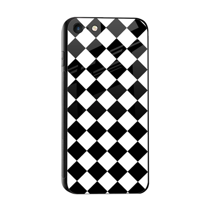Diamond Check sleek iphone 7 cover with tempered glass back and TPU edges