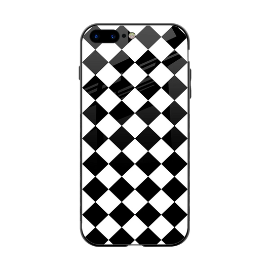 Diamond Check back phone cover | glass case for iphone 7 plus