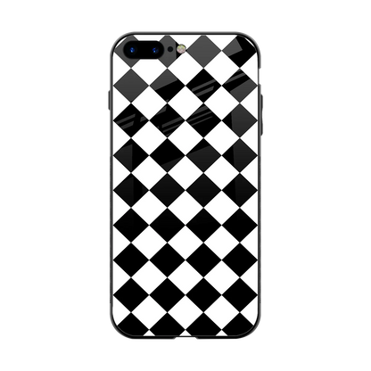 Diamond Check back phone cover | glass case for iphone 8 plus