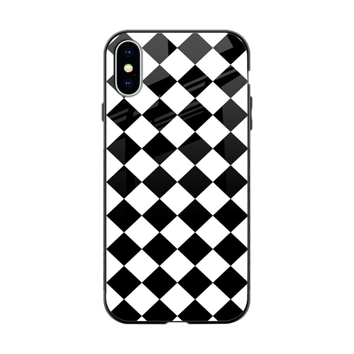 Diamond Check back phone cover | glass case for iphone x
