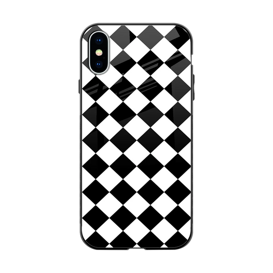 Diamond Check back phone cover | glass case for iphone xs