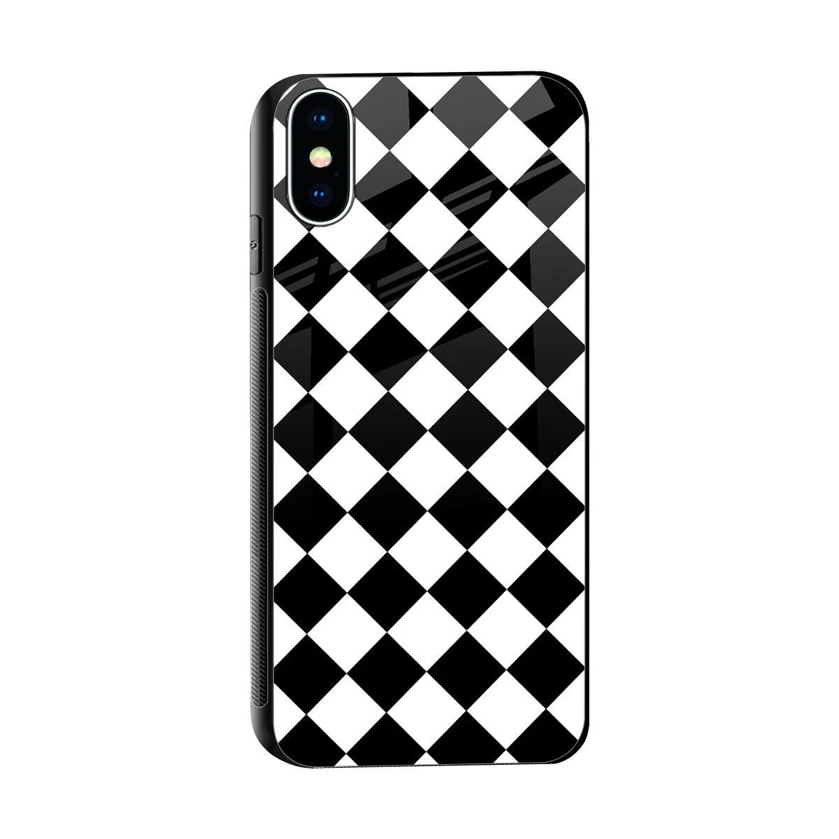 Diamond Check sleek iphone x cover with tempered glass back and TPU edges