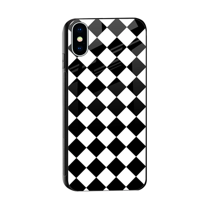 Diamond Check sleek iphone x cover with tempered glass back and TPU edges