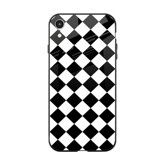 Diamond Check back phone cover | glass case for iphone xr
