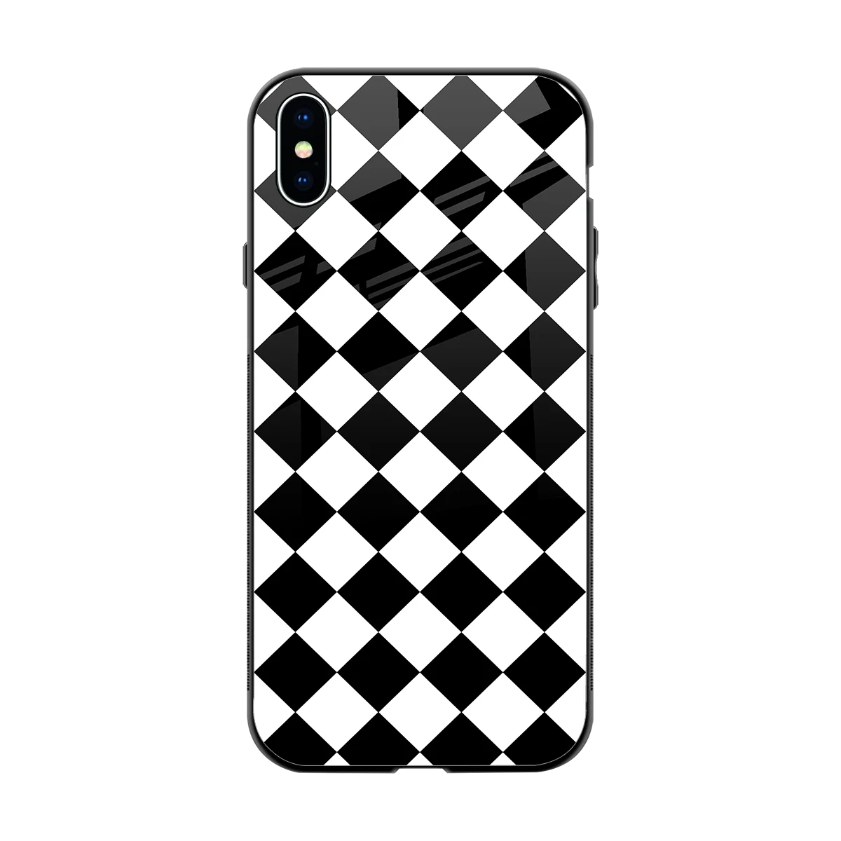 Diamond Check back phone cover | glass case for iphone xs max