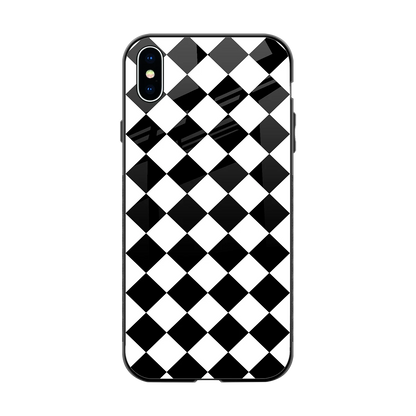 Diamond Check back phone cover | glass case for iphone xs max