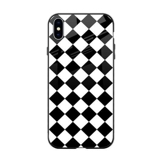 Diamond Check back phone cover | glass case for iphone xs max