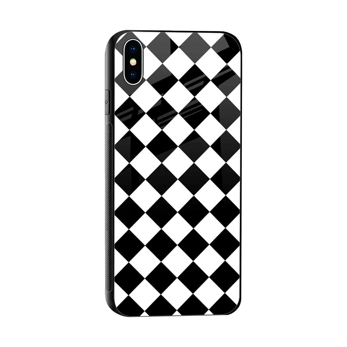 Diamond Check sleek iphone xs max cover with tempered glass back and TPU edges
