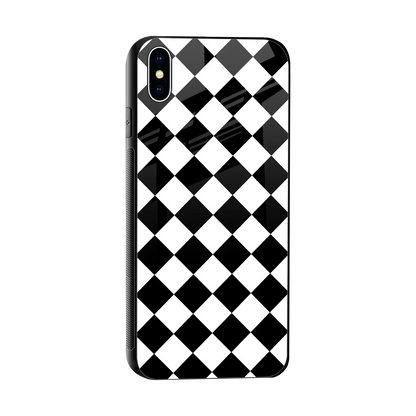Diamond Check sleek iphone xs max cover with tempered glass back and TPU edges