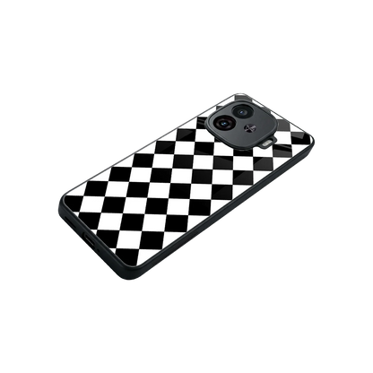 Diamond Check stylish phone case for iqoo neo 10r 5g | glossy glass and slim fit