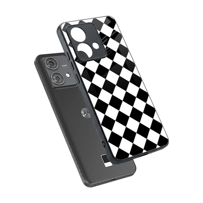 Diamond Check sleek motorola edge 40 neo 5g cover with tempered glass back and TPU edges