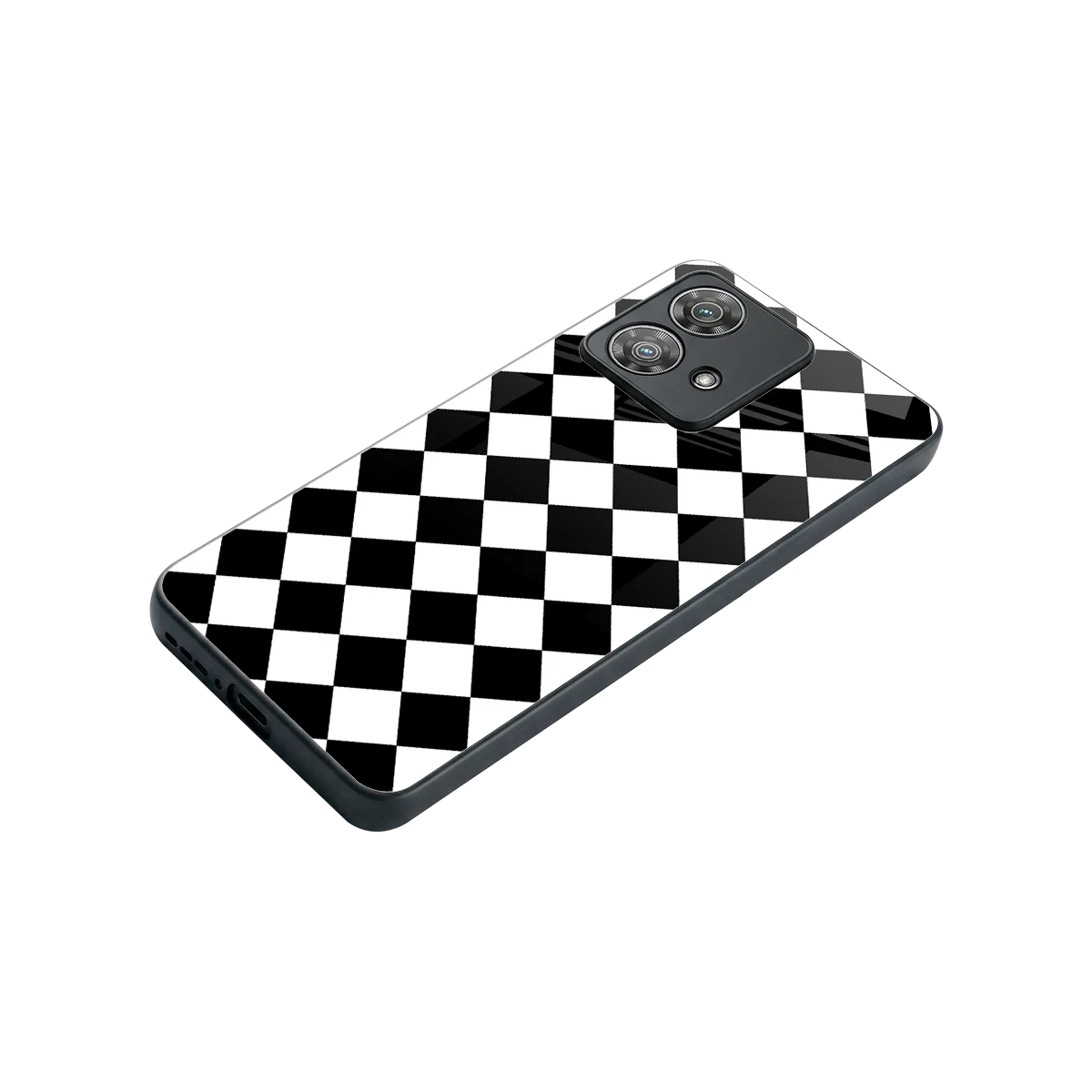 Diamond Check stylish phone case for motorola edge 40 neo 5g | glossy glass and slim fit