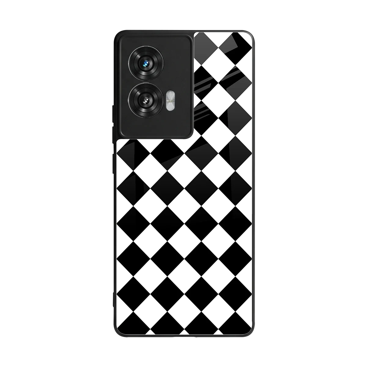 Diamond Check back phone cover | glass case for motorola edge 50 fusion