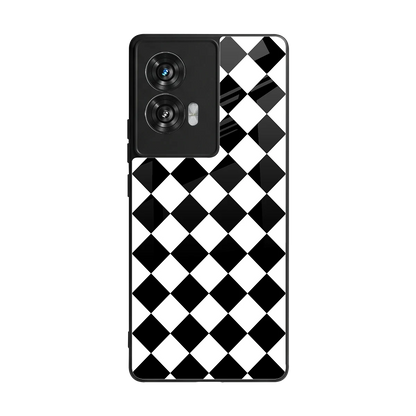 Diamond Check back phone cover | glass case for motorola edge 50 fusion