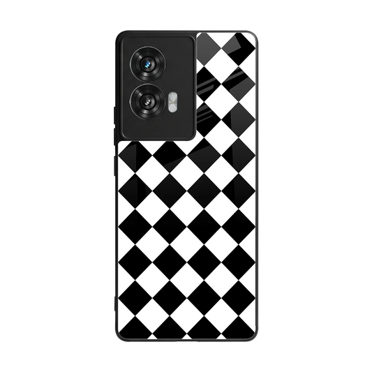 Diamond Check back phone cover | glass case for motorola edge 50 fusion