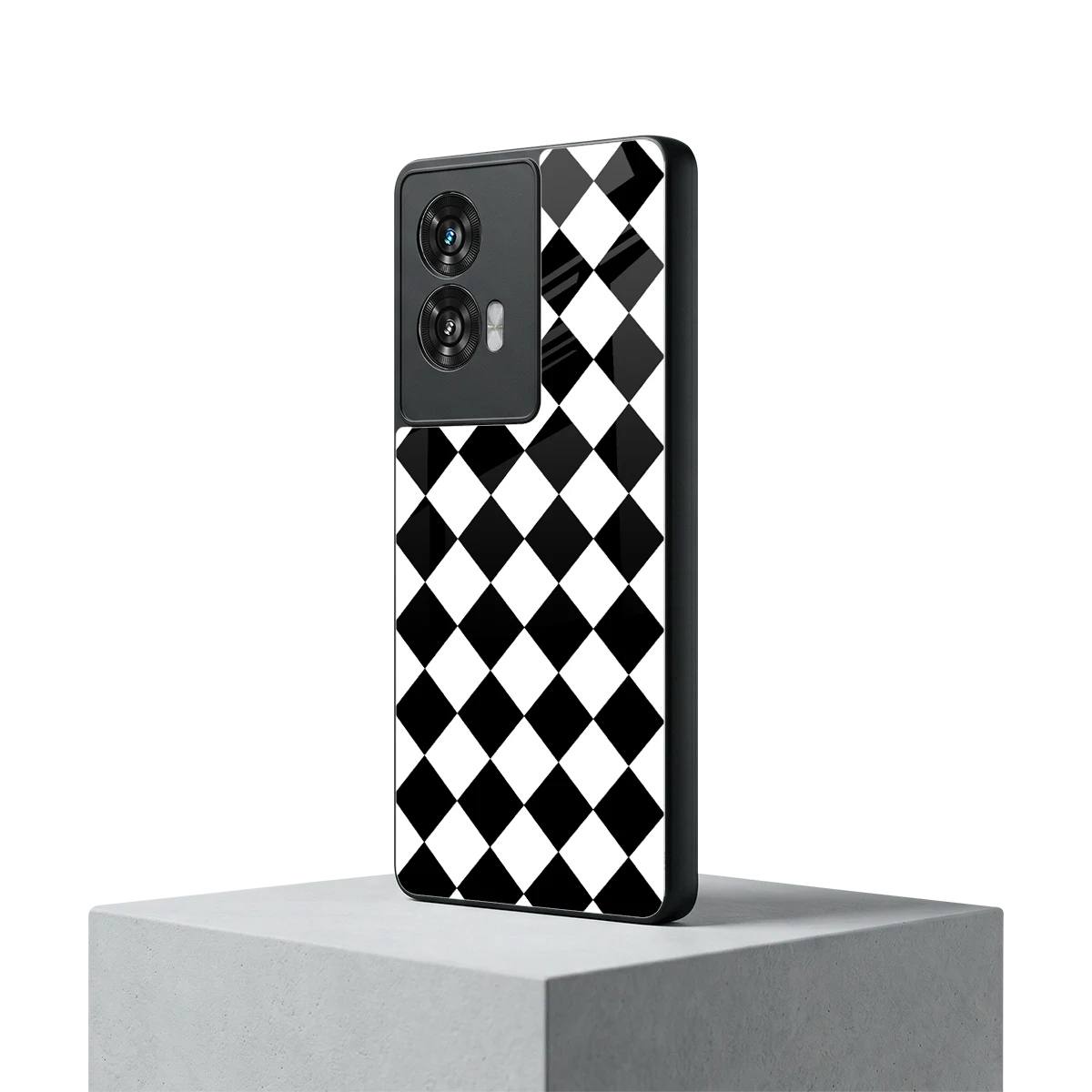 Diamond Check motorola edge 50 fusion mobile cover | shockproof glass phone case