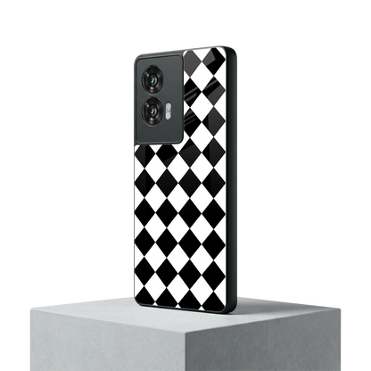 Diamond Check motorola edge 50 fusion mobile cover | shockproof glass phone case