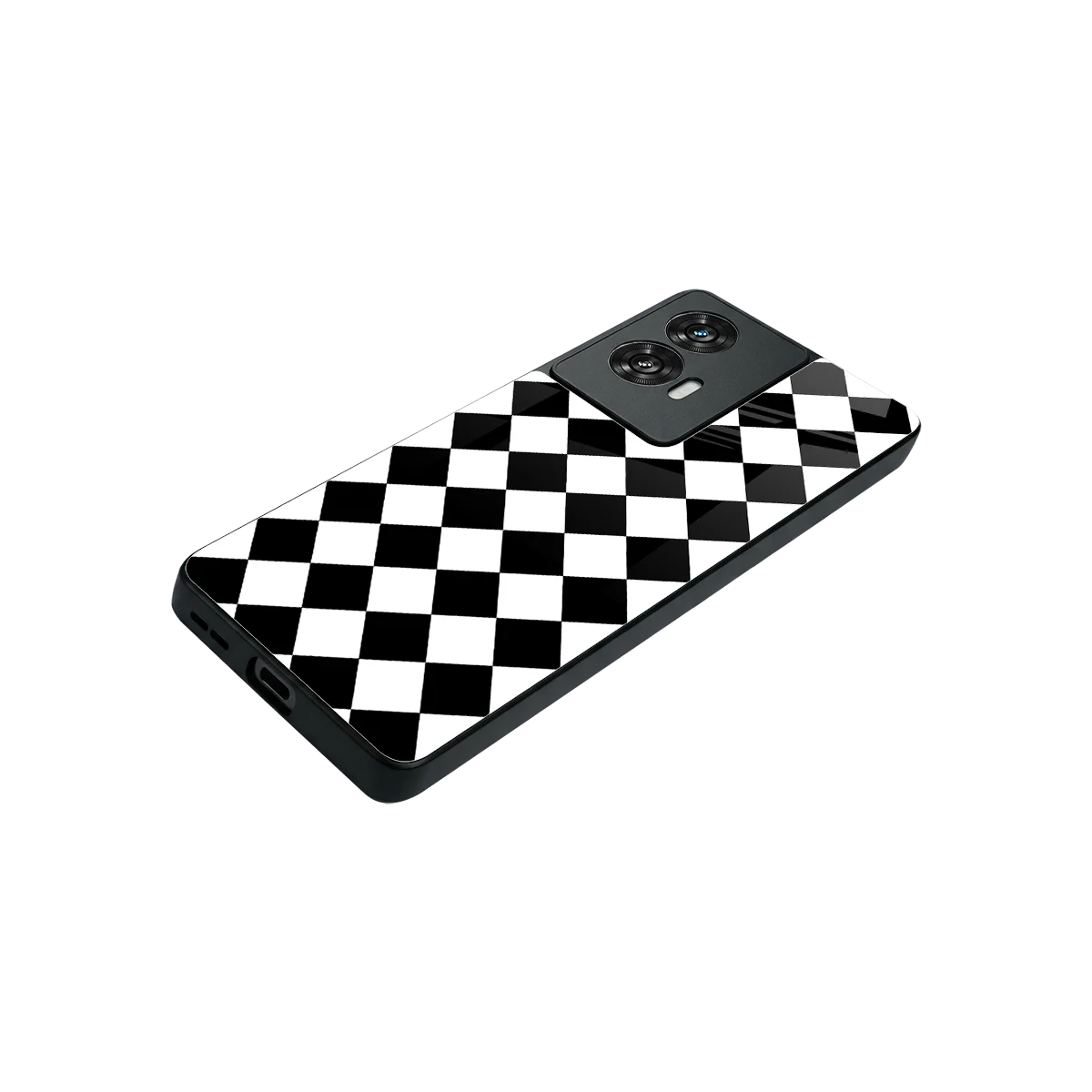 Diamond Check stylish phone case for motorola edge 50 fusion | glossy glass and slim fit