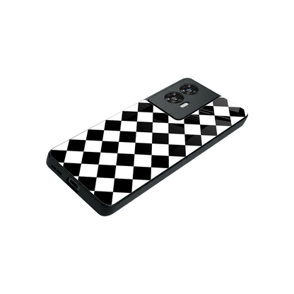 Diamond Check stylish phone case for motorola edge 50 fusion | glossy glass and slim fit