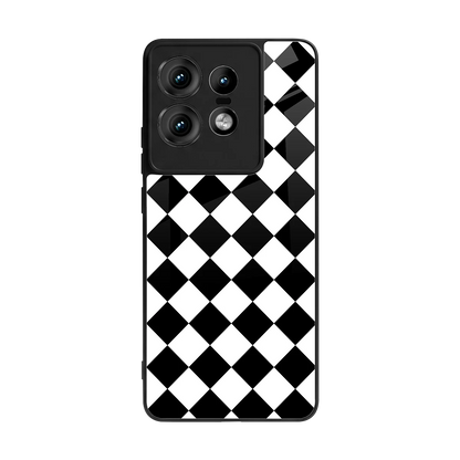 Diamond Check back phone cover | glass case for motorola edge 50 pro