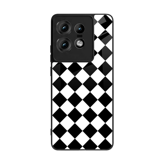 Diamond Check back phone cover | glass case for motorola edge 50 pro
