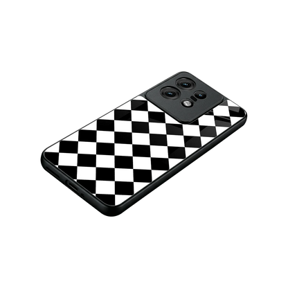 Diamond Check stylish phone case for motorola edge 50 pro | glossy glass and slim fit
