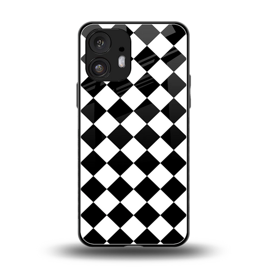 Diamond Check back phone cover | glass case for nothing phone 2
