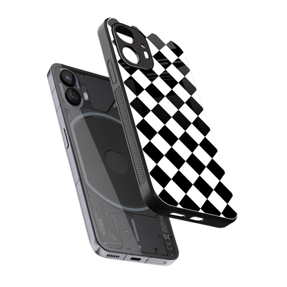 Diamond Check sleek nothing phone 2 cover with tempered glass back and TPU edges