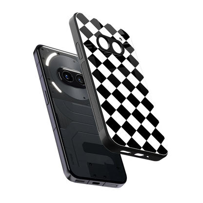 Diamond Check sleek nothing phone 2a cover with tempered glass back and TPU edges