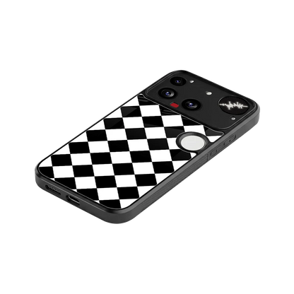 Diamond Check stylish phone case for nothing phone 3 | glossy glass and slim fit