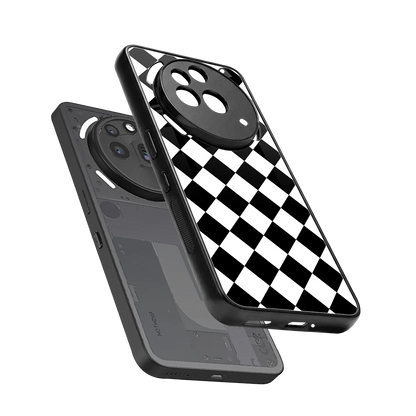 Diamond Check sleek nothing phone 3a pro cover with tempered glass back and TPU edges