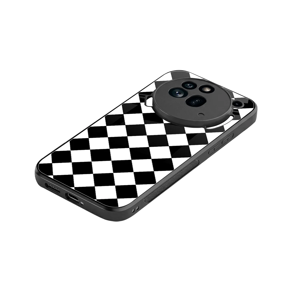 Diamond Check stylish phone case for nothing phone 3a pro | glossy glass and slim fit