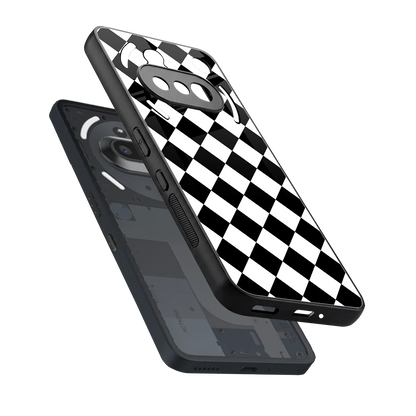 Diamond Check sleek nothing phone 3a cover with tempered glass back and TPU edges