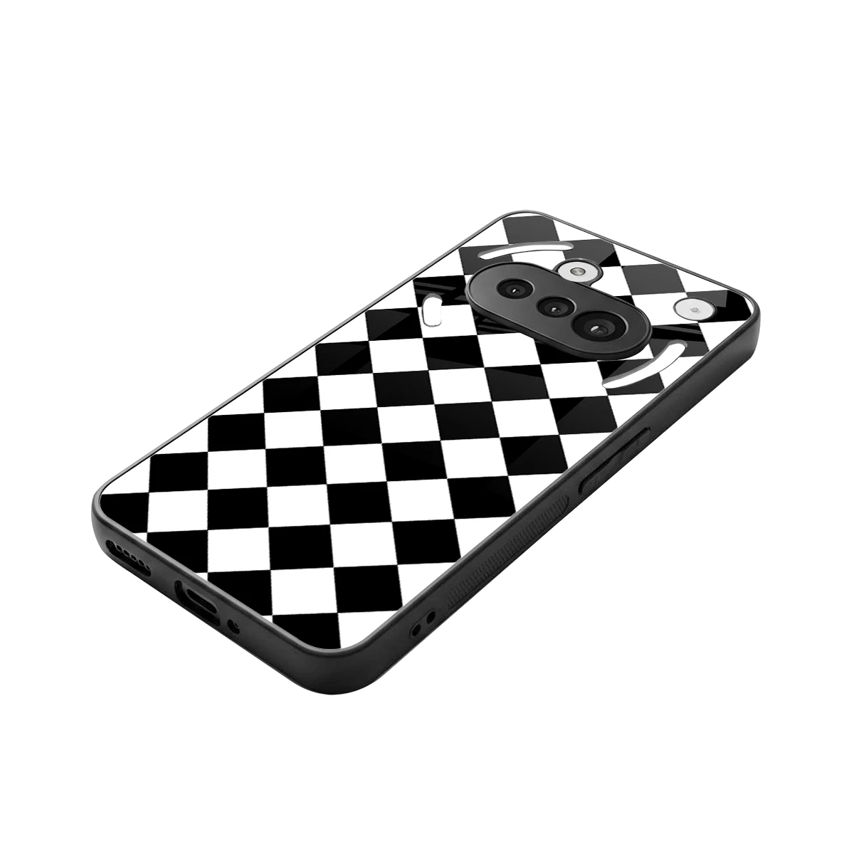 Diamond Check stylish phone case for nothing phone 3a | glossy glass and slim fit