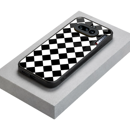 Diamond Check stylish phone case for nothing phone 4a | glossy glass and slim fit