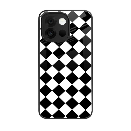 Diamond Check back phone cover | glass case for oneplus 13s