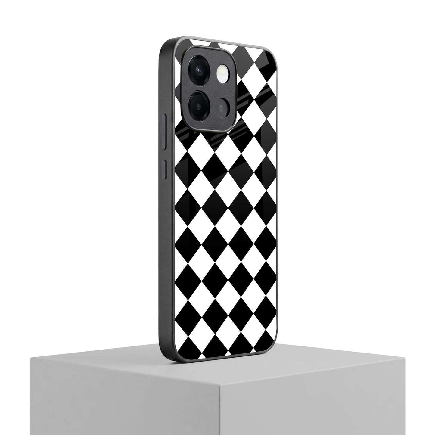 Diamond Check oneplus 13s mobile cover | shockproof glass phone case