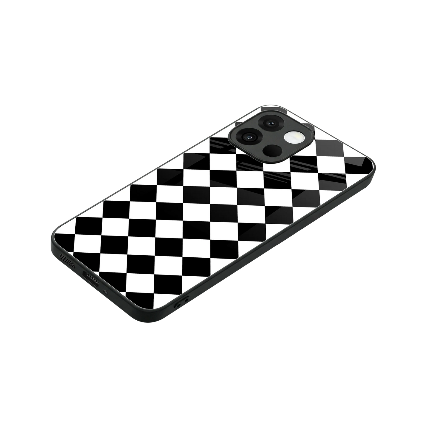 Diamond Check stylish phone case for oneplus 13s | glossy glass and slim fit