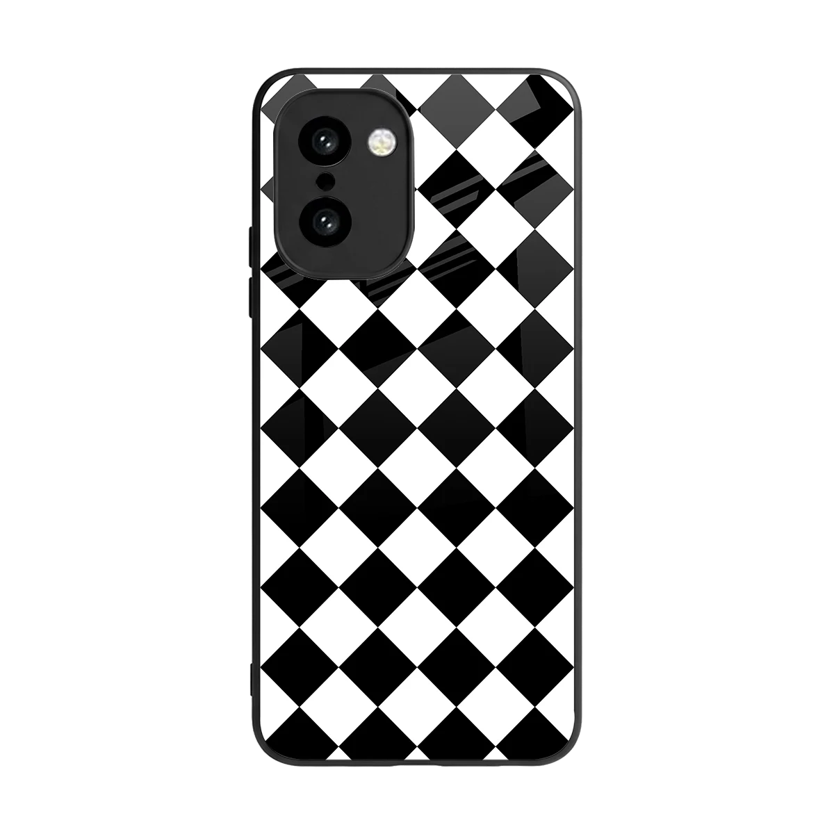 Diamond Check back phone cover | glass case for oneplus 15r