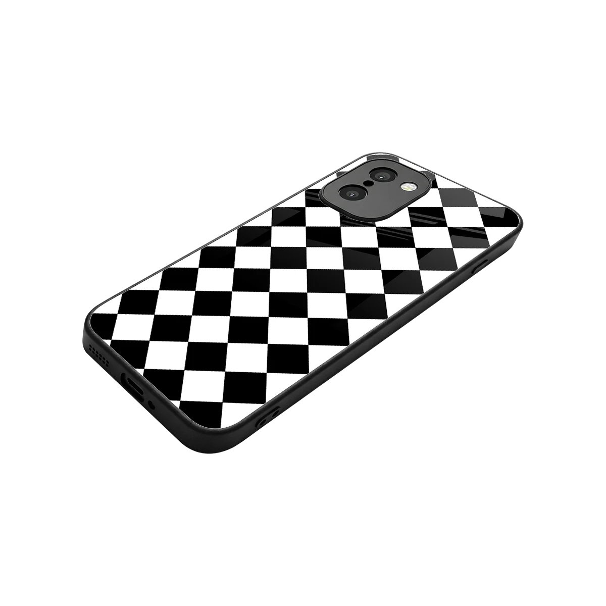 Diamond Check stylish phone case for oneplus 15r | glossy glass and slim fit
