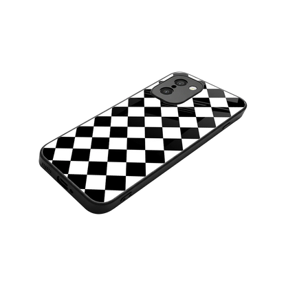 Diamond Check stylish phone case for oneplus 15r | glossy glass and slim fit