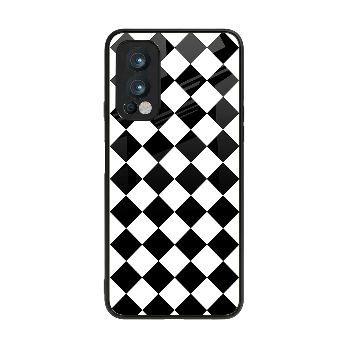 Diamond Check back phone cover | glass case for oneplus nord 2