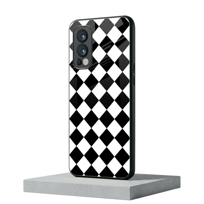 Diamond Check oneplus nord 2 mobile cover | shockproof glass phone case