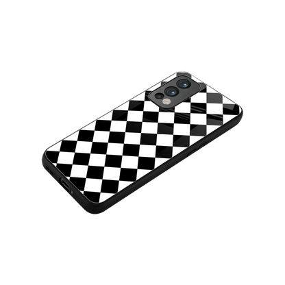 Diamond Check stylish phone case for oneplus nord 2 | glossy glass and slim fit