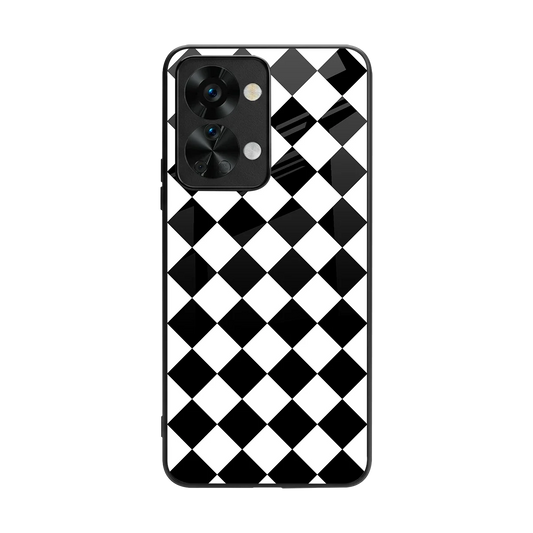 Diamond Check back phone cover | glass case for oneplus nord 2t