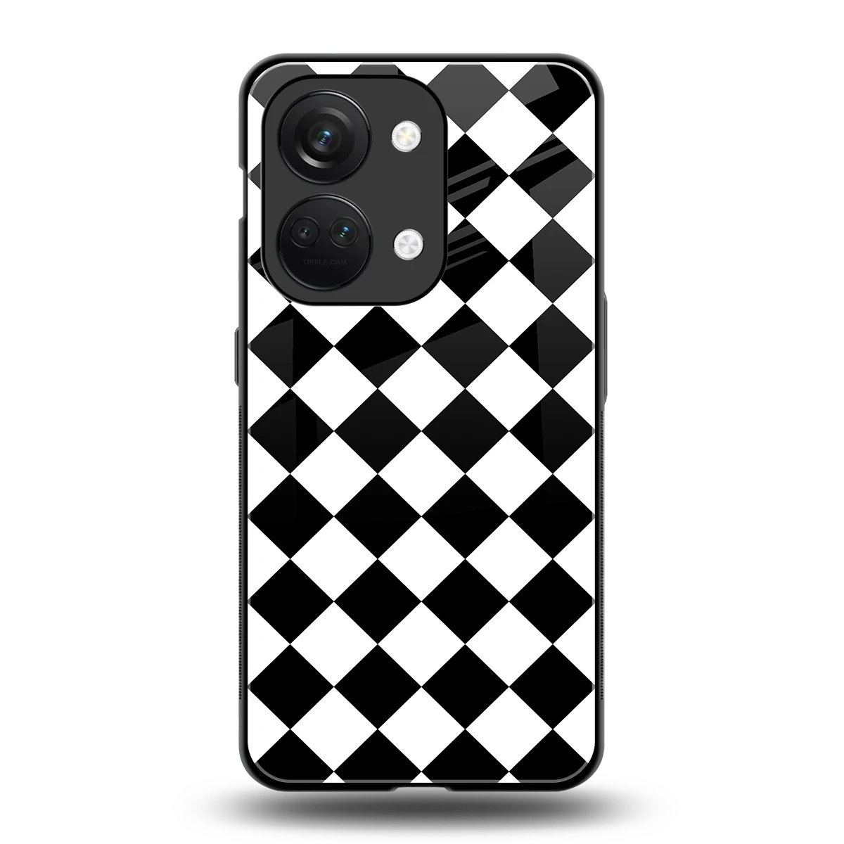 Diamond Check back phone cover | glass case for oneplus nord 3