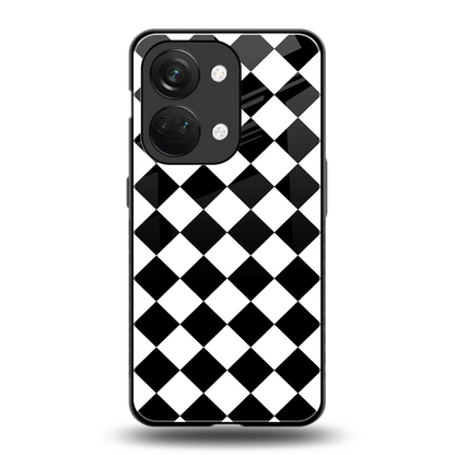 Diamond Check back phone cover | glass case for oneplus nord 3