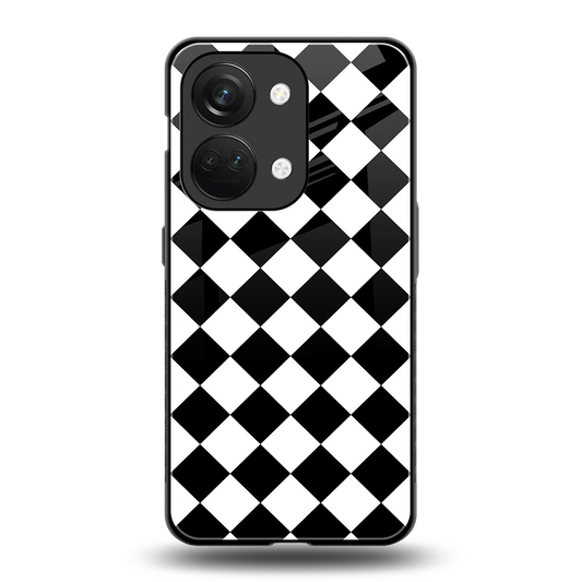 Diamond Check back phone cover | glass case for oneplus nord 3
