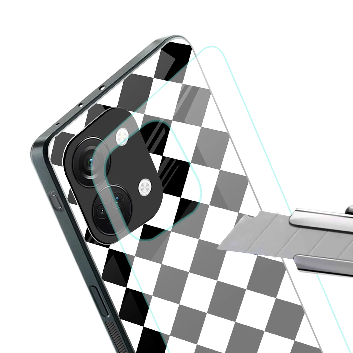 Diamond Check stylish phone case for oneplus nord 3 | glossy glass and slim fit